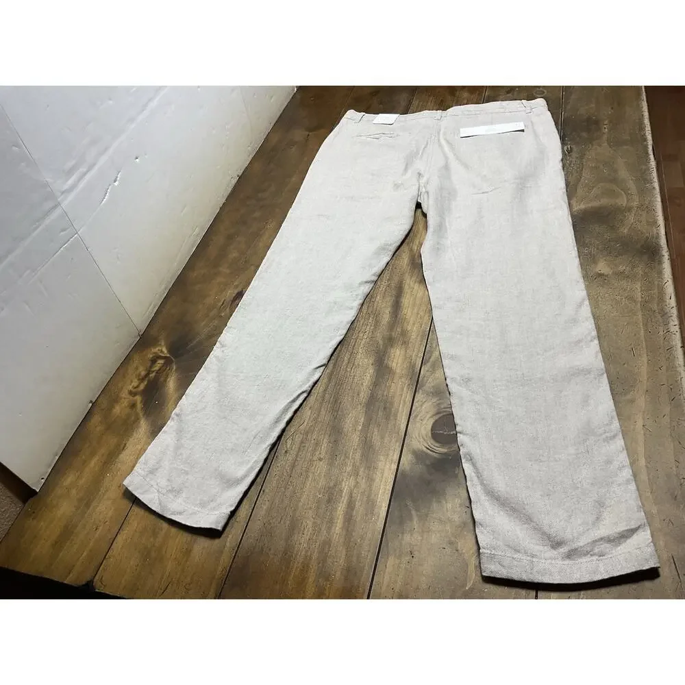 Porter & Ash Pants Mens Size 34 Beige Pleated Linen Blend Drawstring Tapered $88